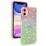 For iPhone 11 Gradient Glitter Powder Shockproof TPU Protective Case(Orange Green)