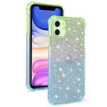 For iPhone 11 Gradient Glitter Powder Shockproof TPU Protective Case(Green Blue)