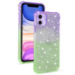 For iPhone 11 Pro Gradient Glitter Powder Shockproof TPU Protective Case(Purple Green)