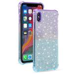 For iPhone X / XS Gradient Glitter Powder Shockproof TPU Protective Case(Purple Blue)