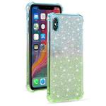 For iPhone XR Gradient Glitter Powder Shockproof TPU Protective Case(Blue Green)