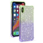 For iPhone XS Max Gradient Glitter Powder Shockproof TPU Protective Case(Green Purple)