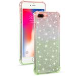 For iPhone 8 Plus / 7 Plus Gradient Glitter Powder Shockproof TPU Protective Case(Orange Green)