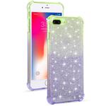 For iPhone 8 Plus / 7 Plus Gradient Glitter Powder Shockproof TPU Protective Case(Green Purple)