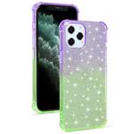 For iPhone 12 / 12 Pro Gradient Glitter Powder Shockproof TPU Protective Case(Purple Green)