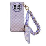 For Huawei Mate X3 / X5 Sparkling Diamond Rhombus PC Phone Case with Silk Scarf Bracelet(Purple)