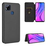 For Xiaomi Redmi 9C Carbon Fiber Texture Horizontal Flip TPU + PC + PU Leather Case with Card Slot(Black)