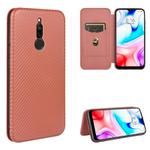 For Xiaomi Redmi 8 Carbon Fiber Texture Horizontal Flip TPU + PC + PU Leather Case with Card Slot(Brown)