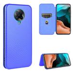 For Xiaomi Redmi K30 Pro Carbon Fiber Texture Horizontal Flip TPU + PC + PU Leather Case with Card Slot(Blue)