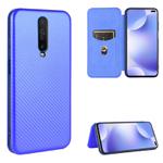 For Xiaomi Redmi K30 Carbon Fiber Texture Horizontal Flip TPU + PC + PU Leather Case with Card Slot(Blue)