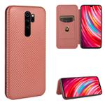 For Xiaomi Redmi Note 8 Pro Carbon Fiber Texture Horizontal Flip TPU + PC + PU Leather Case with Card Slot(Brown)
