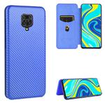 For Xiaomi Redmi Note 9S Carbon Fiber Texture Horizontal Flip TPU + PC + PU Leather Case with Card Slot(Blue)