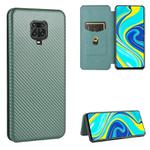 For Xiaomi Redmi Note 9S Carbon Fiber Texture Horizontal Flip TPU + PC + PU Leather Case with Card Slot(Green)