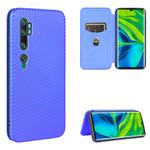 For Xiaomi Mi CC9 Pro Carbon Fiber Texture Horizontal Flip TPU + PC + PU Leather Case with Card Slot(Blue)