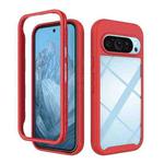 For Google Pixel 9 / 9 Pro Starry Sky Solid Color Shockproof TPU Clear PC Phone Case(Red)