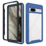 For Google Pixel 7a Starry Sky Solid Color Shockproof TPU Clear PC Phone Case(Dark Blue)