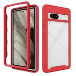 For Google Pixel 7a Starry Sky Solid Color Shockproof TPU Clear PC Phone Case(Red)