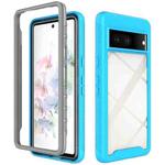 For Google Pixel 7 Starry Sky Solid Color Shockproof TPU Clear PC Phone Case(Sky Blue)