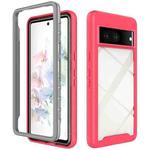 For Google Pixel 7 Starry Sky Solid Color Shockproof TPU Clear PC Phone Case(Pink)