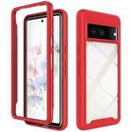 For Google Pixel 7 Starry Sky Solid Color Shockproof TPU Clear PC Phone Case(Red)