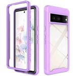 For Google Pixel 7 Starry Sky Solid Color Shockproof TPU Clear PC Phone Case(Purple)