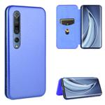 For Xiaomi Mi 10 Pro 5G Carbon Fiber Texture Horizontal Flip TPU + PC + PU Leather Case with Card Slot(Blue)