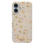 For iPhone 16 Double-sided IMD Flowers Print TPU Phone Case(Plum)