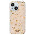 For iPhone 15 Double-sided IMD Flowers Print TPU Phone Case(Plum)