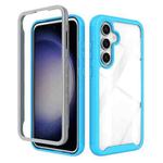 For Samsung Galaxy S24 FE 5G Starry Sky Solid Color Shockproof TPU Clear PC Phone Case(Sky Blue)