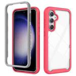 For Samsung Galaxy S24 FE 5G Starry Sky Solid Color Shockproof TPU Clear PC Phone Case(Pink)