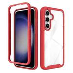 For Samsung Galaxy S24 FE 5G Starry Sky Solid Color Shockproof TPU Clear PC Phone Case(Red)