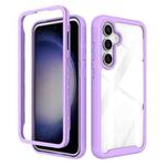 For Samsung Galaxy S24 FE 5G Starry Sky Solid Color Shockproof TPU Clear PC Phone Case(Purple)