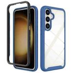 For Samsung Galaxy S24+ 5G Starry Sky Solid Color Shockproof TPU Clear PC Phone Case(Dark Blue)