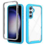 For Samsung Galaxy S23 FE 5G Starry Sky Solid Color Shockproof TPU Clear PC Phone Case(Sky Blue)