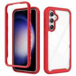 For Samsung Galaxy S23 FE 5G Starry Sky Solid Color Shockproof TPU Clear PC Phone Case(Red)