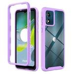 For Motorola Moto E13 Starry Sky Solid Color Shockproof TPU Clear PC Phone Case(Purple)