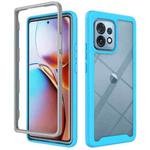 For Motorola Edge+ 2023 Starry Sky Solid Color Shockproof TPU Clear PC Phone Case(Sky Blue)