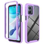 For Motorola Moto G 5G 2023 Starry Sky Solid Color Shockproof TPU Clear PC Phone Case(Purple)