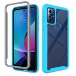 For Motorola Moto G Play 2023 Starry Sky Solid Color Shockproof TPU Clear PC Phone Case(Sky Blue)