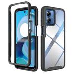 For Motorola Moto G14 Starry Sky Solid Color Shockproof TPU Clear PC Phone Case(Black)