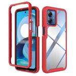 For Motorola Moto G14 Starry Sky Solid Color Shockproof TPU Clear PC Phone Case(Red)