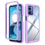 For Motorola Moto G14 Starry Sky Solid Color Shockproof TPU Clear PC Phone Case(Purple)