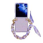 For Xiaomi Mix Flip Sparkling Diamond Rhombus PC Phone Case with Silk Scarf Bracelet(Purple)