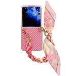 For Xiaomi Mix Flip Sparkling Diamond Rhombus PC Phone Case with Silk Scarf Bracelet(Pink)