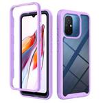 For Redmi 12C Starry Sky Solid Color Shockproof TPU Clear PC Phone Case(Purple)