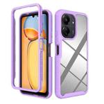 For Redmi 13C 5G / 4G Starry Sky Solid Color Shockproof TPU Clear PC Phone Case(Purple)