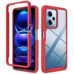 For Redmi Note 12 Pro 5G Starry Sky Solid Color Shockproof TPU Clear PC Phone Case(Red)