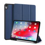 For iPad Air 11 2024 / 2022 / 2020 10.9 DUX DUCIS Domo Series Horizontal Flip Magnetic TPU + PU Leather Case with Three-folding Holder & Pen Slot(Blue)