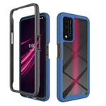 For T-Mobile REVVL V+ 5G Starry Sky Solid Color Shockproof TPU Clear PC Phone Case(Dark Blue)