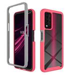 For T-Mobile REVVL V+ 5G Starry Sky Solid Color Shockproof TPU Clear PC Phone Case(Pink)